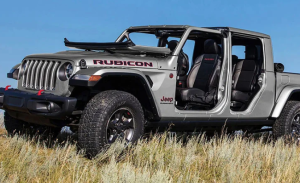 A 2023 Jeep Gladiator parked in a field near Anderson, Indiana.