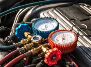 A car's AC system being serviced near Anderson, Indiana