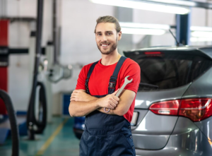 A service technician preparing to perform preventative maintenance at a service center near Anderson, Indiana.