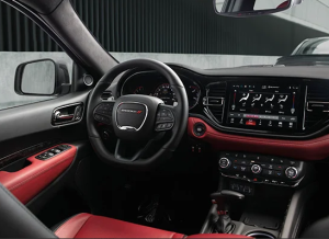 The interior of a 2024 Dodge Durango parked near Anderson, Indiana