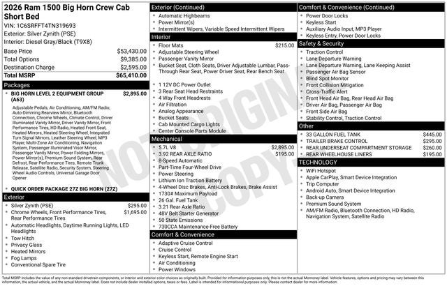2026 RAM Ram 1500 Big Horn/Lone Star