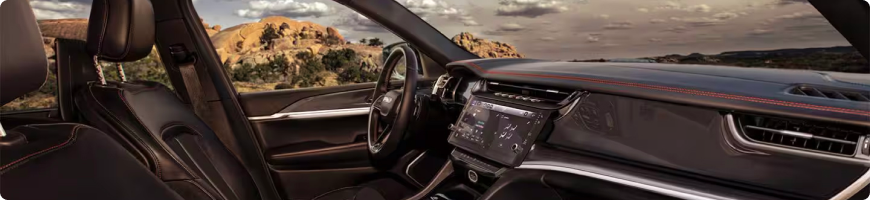 2026 Jeep Grand Cherokee interior with 12.3-inch Uconnect 5 touchscreen